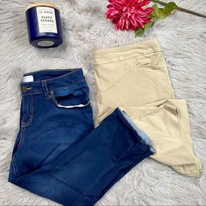 Denim Capri & khaki Bermuda shorts bundle